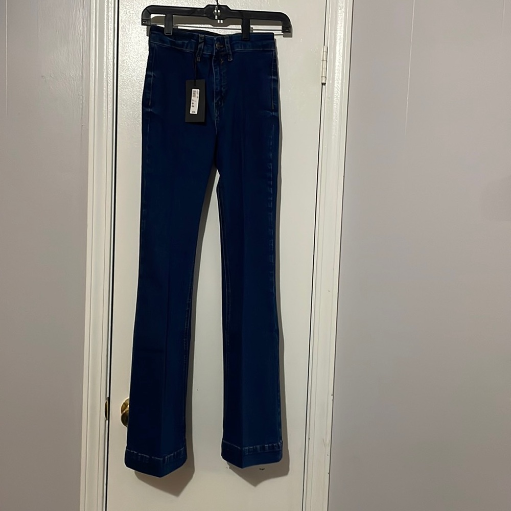 BLUE HIGH WAISTED SCULPT FLARE JEANS